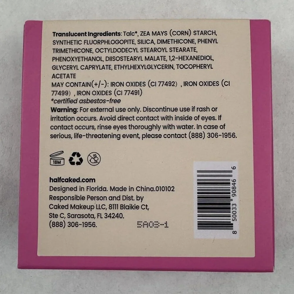 Half Caked Star Bright Loose Setting Powder Translucent 8.5G Makeup Vegan NEW